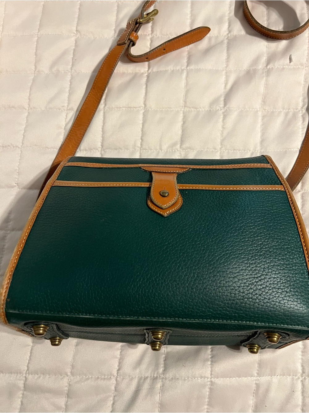 Dooney & Bourke Forest Green Leather Crossbody with Tan Trim - Picture 3 of 9